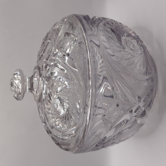 Antique / Vtg 1904-1927 McKee Prescut Aztec Covered Brilliant Glass Crystal Bowl - Picture 11 of 12